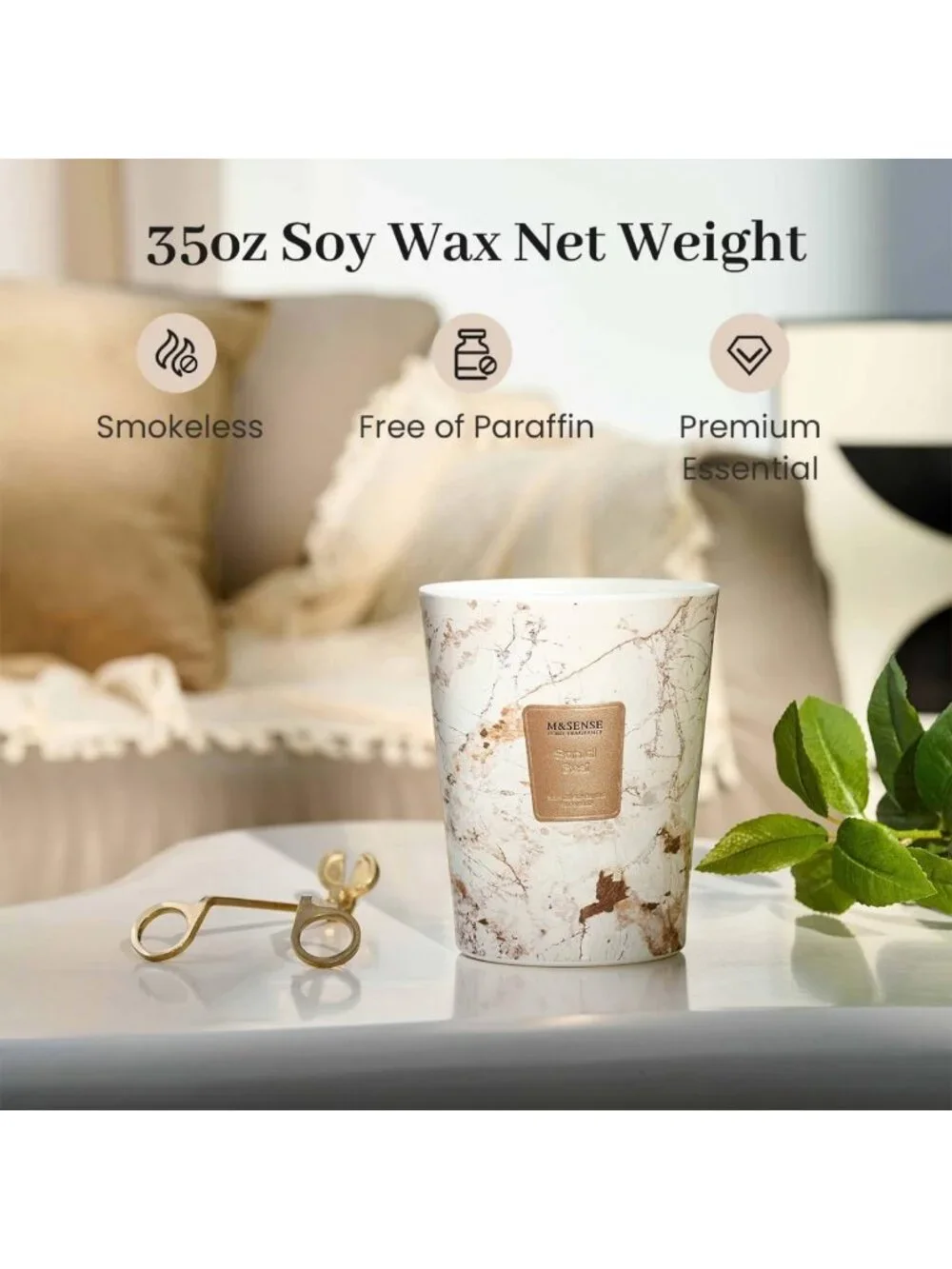 Extra Large 35oz Santal Scented 3-Wick Candle | Long Lasting Aromatherapy Decor